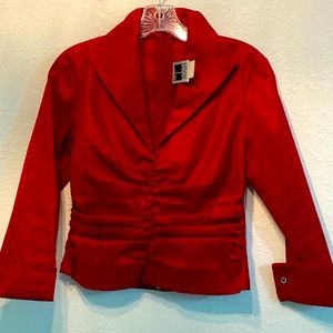 TADASHI Red Ruched Evening Jacket